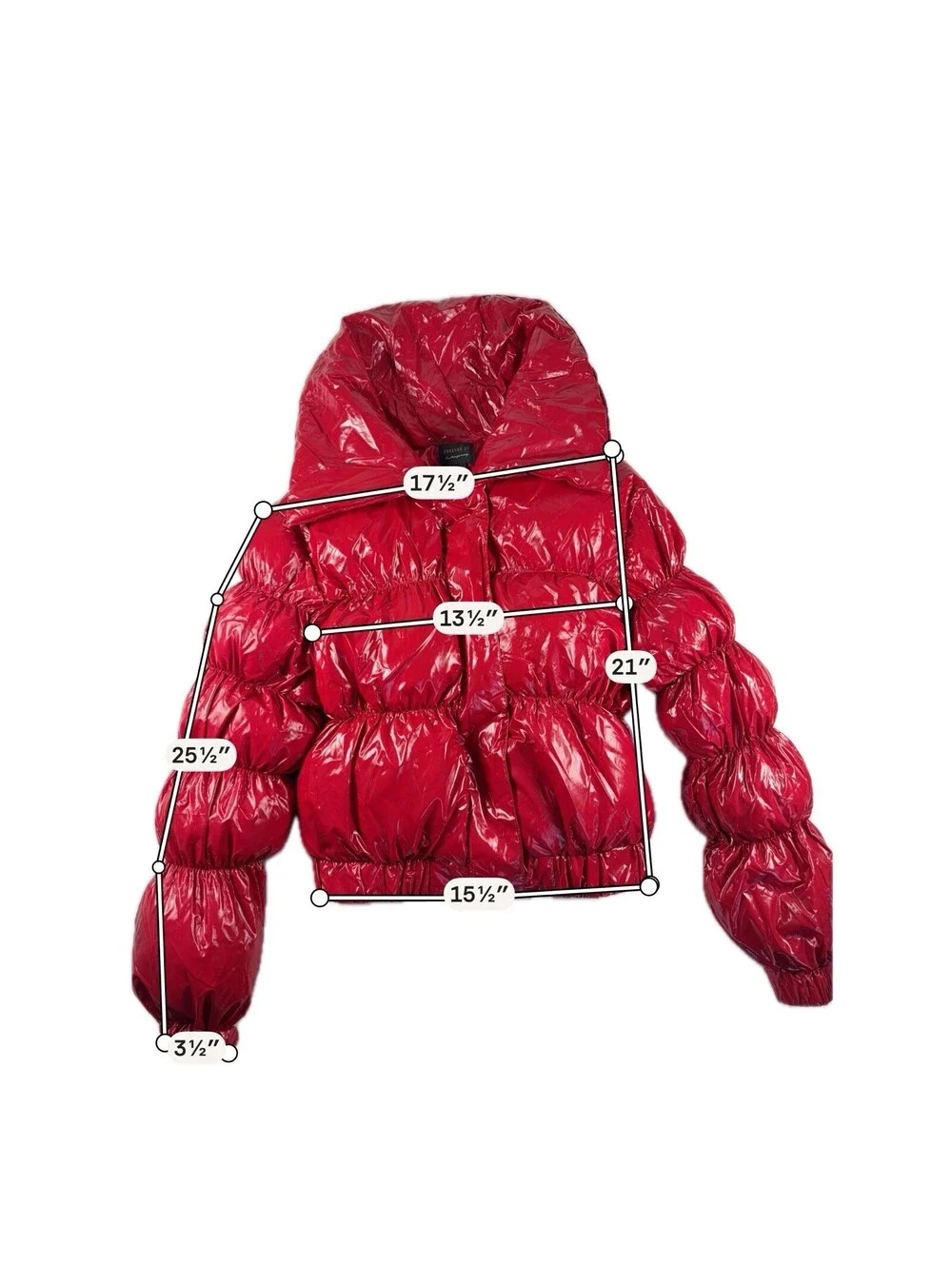 Forever 21  Full Zip-Up Shiny Pink Puffer Jacket Women S